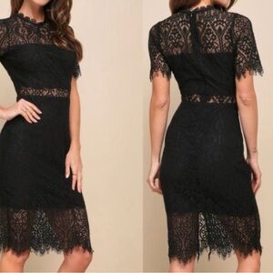 Francesca's Collections Black Lace Midi Dress